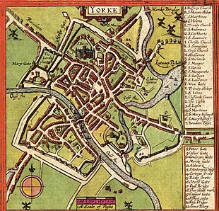 A map of York from 1611 by John Speed A map of York england.jpg