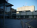 Plaza outside railway station at Aberdeen in early morning, with Union Square to left