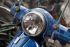 Vespa motorcycle detail. Amsterdam, The Netherlands