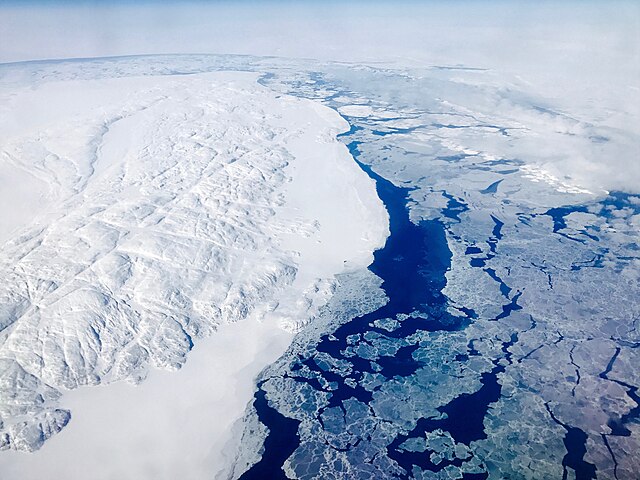 An aerial photo of Nunavut near the Roes Welcome Sound on April 22, 2017