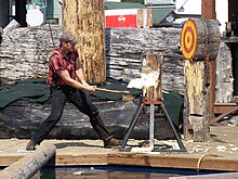 Great Alaskan Lumberjack Show Andy Colle standing block chop.jpg