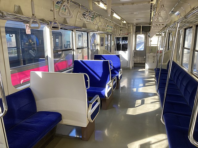 The interior of an Aoimori 701 series carriage