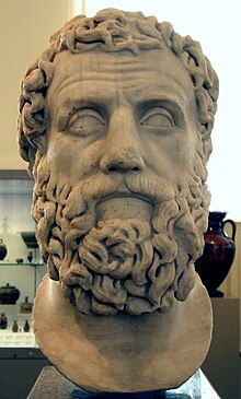 Bust of a bearded man, possibly Archilochus. Roman copy (c. 2nd century BC) of Greek original (4th century BC).