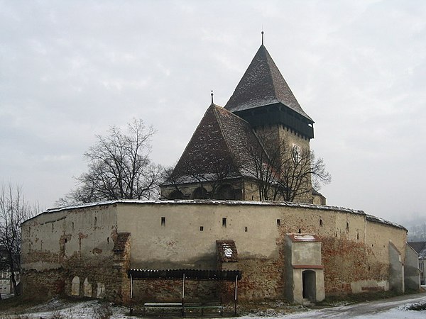 Evangelical Lutheran medieval fortified church in Axente Sever (German: Frauendorf) in Sibiu County (German: Kreis Hermannstadt)