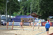 Deutsch: Beachhandball Europameisterschaften 2019 (Beach handball Euro); Tag 2: 3. Juli 2019 – Frauen, Vorrunde Gruppe D, Nordmazedonien-Ukraine 1:2 (15:26, 23:22, 6:8) English: Beach handball Euro; Day 2: 3 July 2019 – Women Preliminary Round Group D – North Macedonia-Ukraine 1:2 (15:26, 23:22, 6:8)