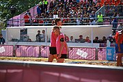 Deutsch: Beachhandball bei den Olympischen Jugendspielen 2018 in Buenos Aires; Tag 7, 13. Oktober 2018; Jungen, Halbfinale – Spanien-Kroatien 2:1 English: Beach handball at the 2018 Summer Youth Olympics in Buenos Aires at 13 October 2018 – Boys Semifinal – Spain-Croatia 2:1 Español: Handball de playa en los Juegos Olimpicos de la Juventud Buenos Aires 2018 en 13 de octubre de 2018 – Semifinales de chicos - España-Croacia 2:1