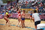 Deutsch: Beachhandball bei den Olympischen Jugendspielen 2018 in Buenos Aires; Tag 7, 13. Oktober 2018; Mädchen, Halbfinale – Niederlande-Kroatien 0:2 English: Beach handball at the 2018 Summer Youth Olympics in Buenos Aires at 13 October 2018 – Girls Semifinal – Netherlands-Croatia 0:2 Español: Handball de playa en los Juegos Olimpicos de la Juventud Buenos Aires 2018 en 13 de octubre de 2018 – Semifinales Femeninas - Países Bajos-Croacia 0:2