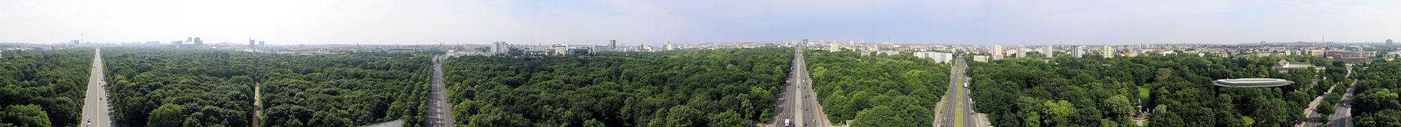 Panoraamanäkymä yli Tiergarteniin Siegessäulen huipulta