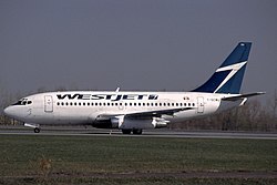 The same aircraft, operating for WestJet, under the registration of C-GCWJ Boeing 737-297-Adv, WestJet AN0165837.jpg