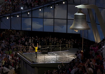 Wiggins rang the Olympic Bell to mark the start of the 2012 Summer Olympics opening ceremony