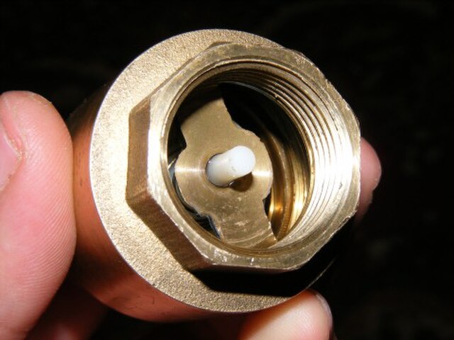 A disassembled poppet check valve