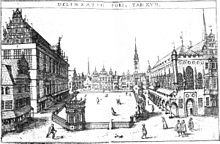 1603, market front with ten large rectangular windows Bremen 1603 Delineatio Fori.jpg