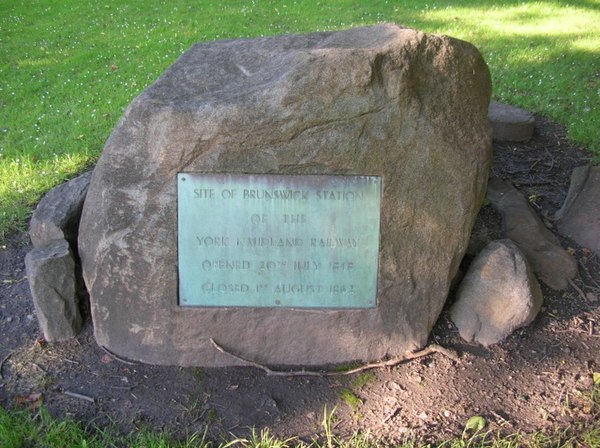 Plaque marking the site of Harrogate Brunswick Railway Station