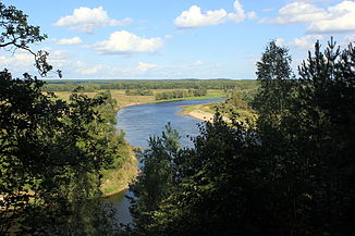 View from the mountain to the meadow bank of the Bug near Mielnik