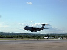 A C-5 landing at Quebec City Jean Lesage International Airport (CYQB) C-5B Arrival At CYQB.jpg