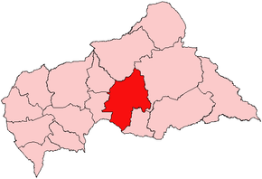 Harta prefecturii Ouaka în cadrul Republicii Centrafricane