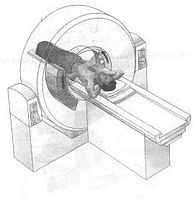 شماتیک یک دستگاه CT که در آن از ۱۰۰۰ تا ۴۰۰۰ آشکارساز استفاده شده‌است.