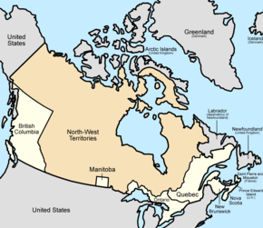 Map showing the westwards expansion of Canada in 1870 Canada provinces 1871-1873 simplified.png