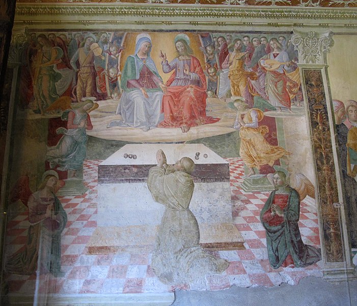 File:Cappela del roseto, affreschi di tiberio d'assisi, 1518, 06 san francesco chiede a dio l'indulgenza del perdono.JPG