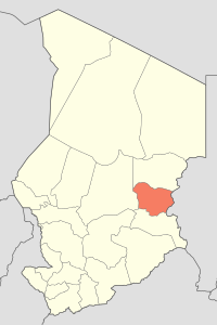 Карта Чада с изображением Уаддая.