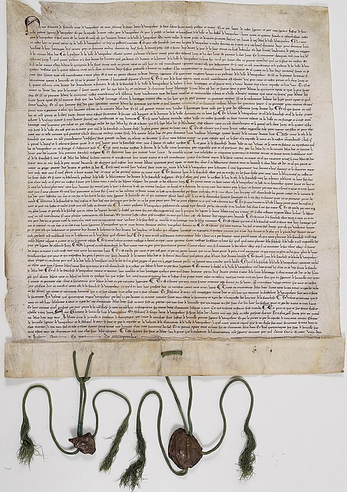 Charter for Vaucouleurs, Grant of 1298 by Walter (son of Joffroy), confirmed by Jean de Joinville (brother of Joffroy), "in the court of my dear broth