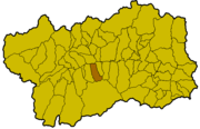 Localisation de la commune de Charvensod à l'intérieur de la Vallée d'Aoste.