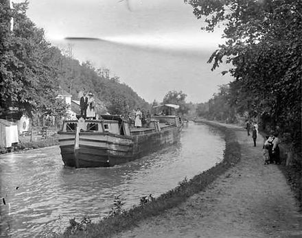 A boat on the canal, circa 1900-1924