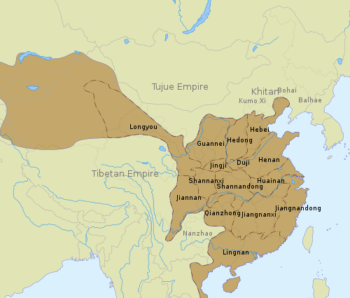 Tang territories and Tang provinces by 742.