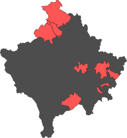 Location of the Community of Serb Municipalities within Kosovo (in red)