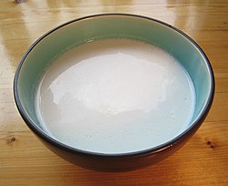 Coconut milk in a bowl.