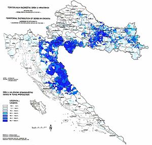 De verspreiding van de Serviërs in Kroatië (2011)