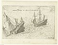 Thumbnail for File:De Mauritius zinkt het Spaanse schip in de baai van Manila, 1600 L'admiral estant surmonte s'en allant au fond a nostre veue (titel op object), RP-P-OB-75.409.jpg