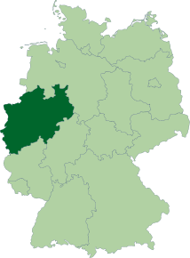 Poziția regiunii Renania de Nord-Westfalia (Nordrhein-Westfalen)