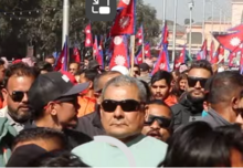 Prasai during his first political campaign held in Kathmandu