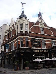 The Eagle, City Road, Islington, London, displaying the nursery rhyme line about the pub's predecessor Eagle City Road London 2005.jpg