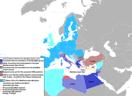 map of the proposed EastMed pipeline