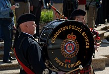 The band at the Alberta Legislature Building in May 2010. Edmonton-Police-08412.jpg