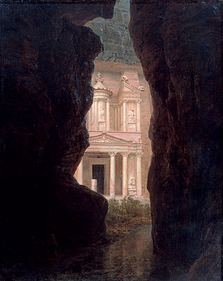 <i>El Khasné, Petra</i> (painting) Painting by Frederic Edwin Church