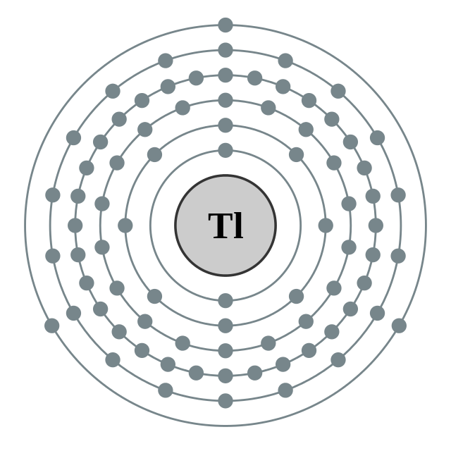 Electron shells of Thallium (2, 8, 18, 32, 18, 3)