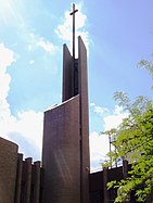 Steeple of Epiphany Roman Catholic Church "The most positive modernist religious statement on Manhattan Island to date."[6]