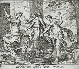 Erichthonius Released from His Basket by Antonio Tempesta (1606)