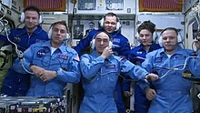 Expedition 62, following the arrival of Soyuz MS-16. Expedition 63 crew greeting.jpg