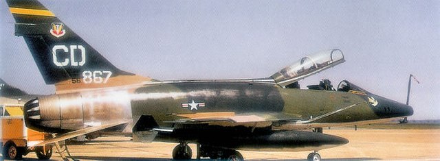 North American F-100F-10-NA Super Sabre Serial 56-3867 of the 524th TFS in Vietnam-Era camouflage.