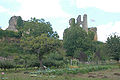 Château-Larcher, li. Gebäudereste Vorburg, re. Burgruine