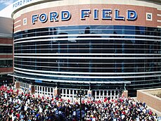 Thousands wait to enter Ford Field for WrestleMania 23 on April 1, 2007.