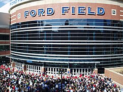 Thousands wait to enter Ford Field for WrestleMania 23 on April 1, 2007.