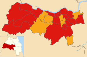 Gateshead UK ward map 2023.svg