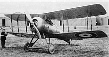 Nightjar during evaluation at Farnborough in 1922 - Note arrestor jaws on undercarriage Gloster Nightjar02.jpg