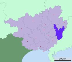 Luogo della giurisdizione della città di Wuzhou nel Guangxi