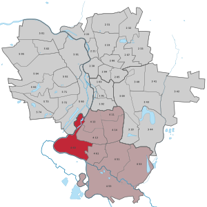 Lage des Stadtteils Böllberg/Wörmlitz in Halle (Saale) (anklickbare Karte)